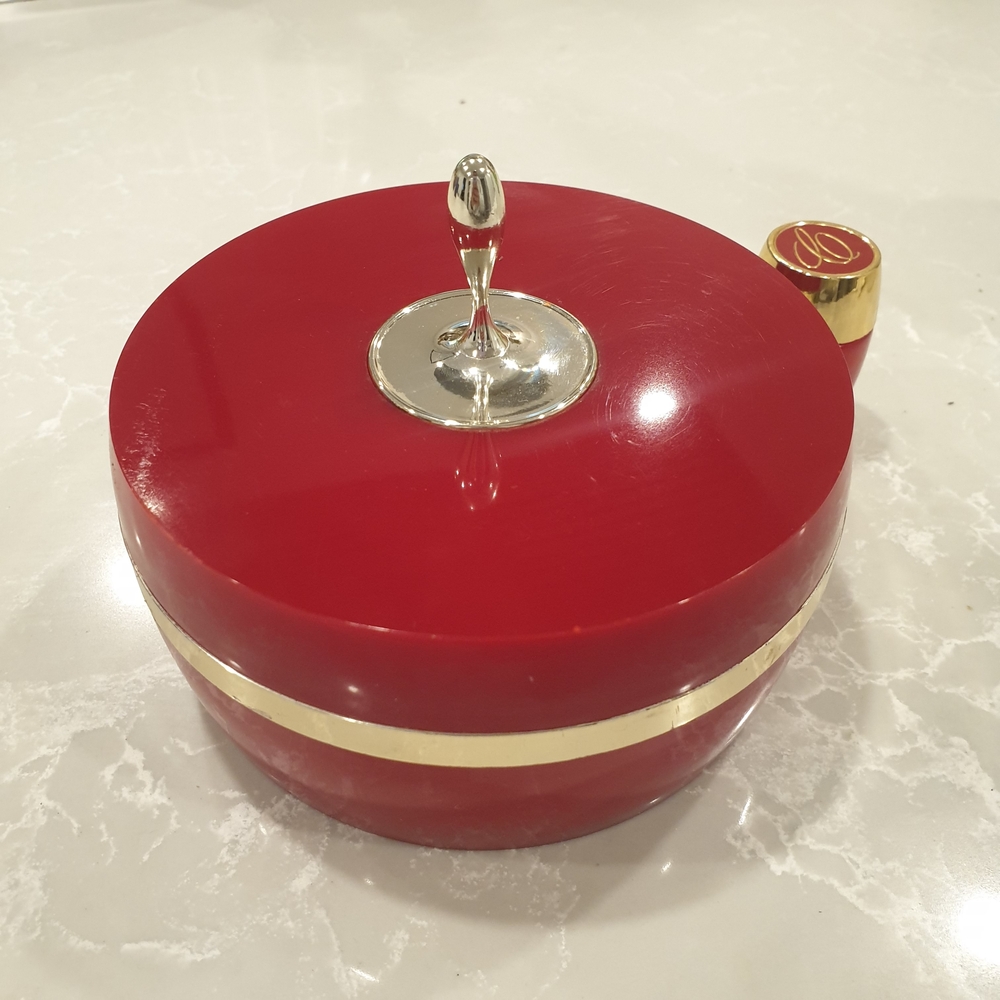 Avon Red and Gold Accent Box And Small Cologne Bottle